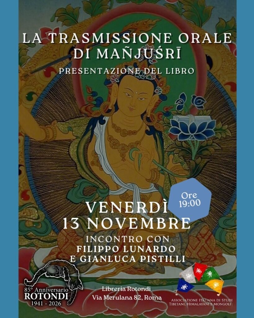 Presentazione del Libro: "La trasmissione orale di Mañjuśrī" di Filippo Lunardo 1 locandina presentazione libro